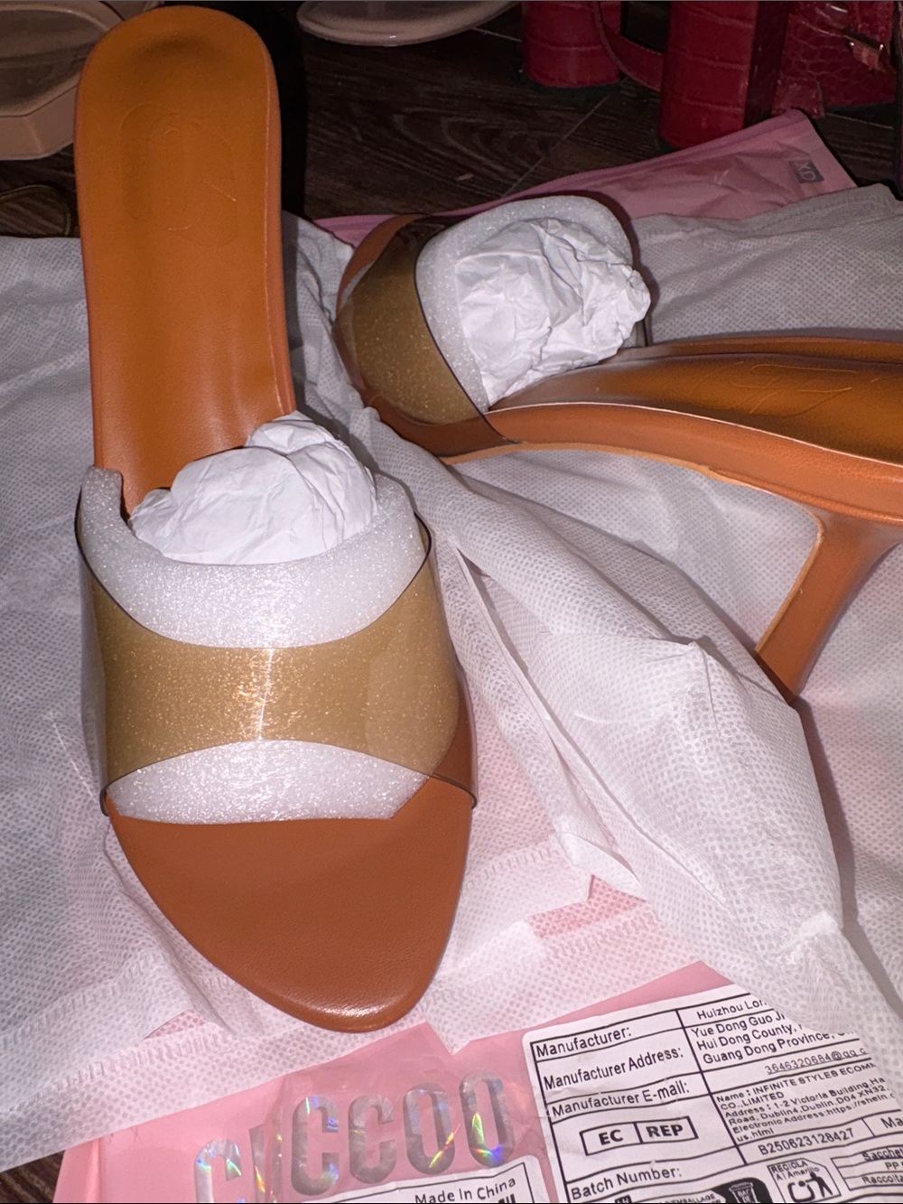 Women’s Translucent Tan Heeled Mules